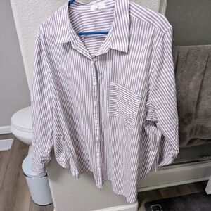 Striped White and Gray Men's Shirt